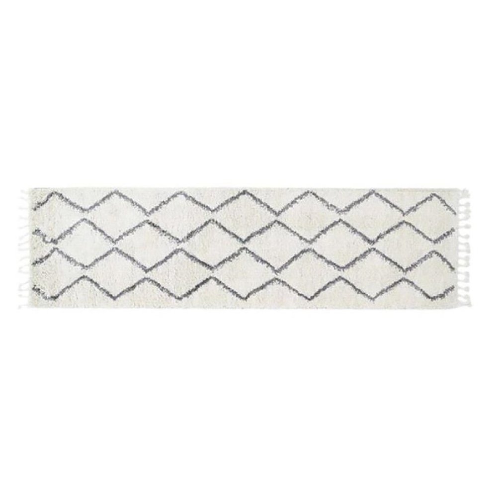 new Wild Sage Abigail Diamond 2' 3" x 7' Shag Runner Rug in Ivory w/ Dark Gray